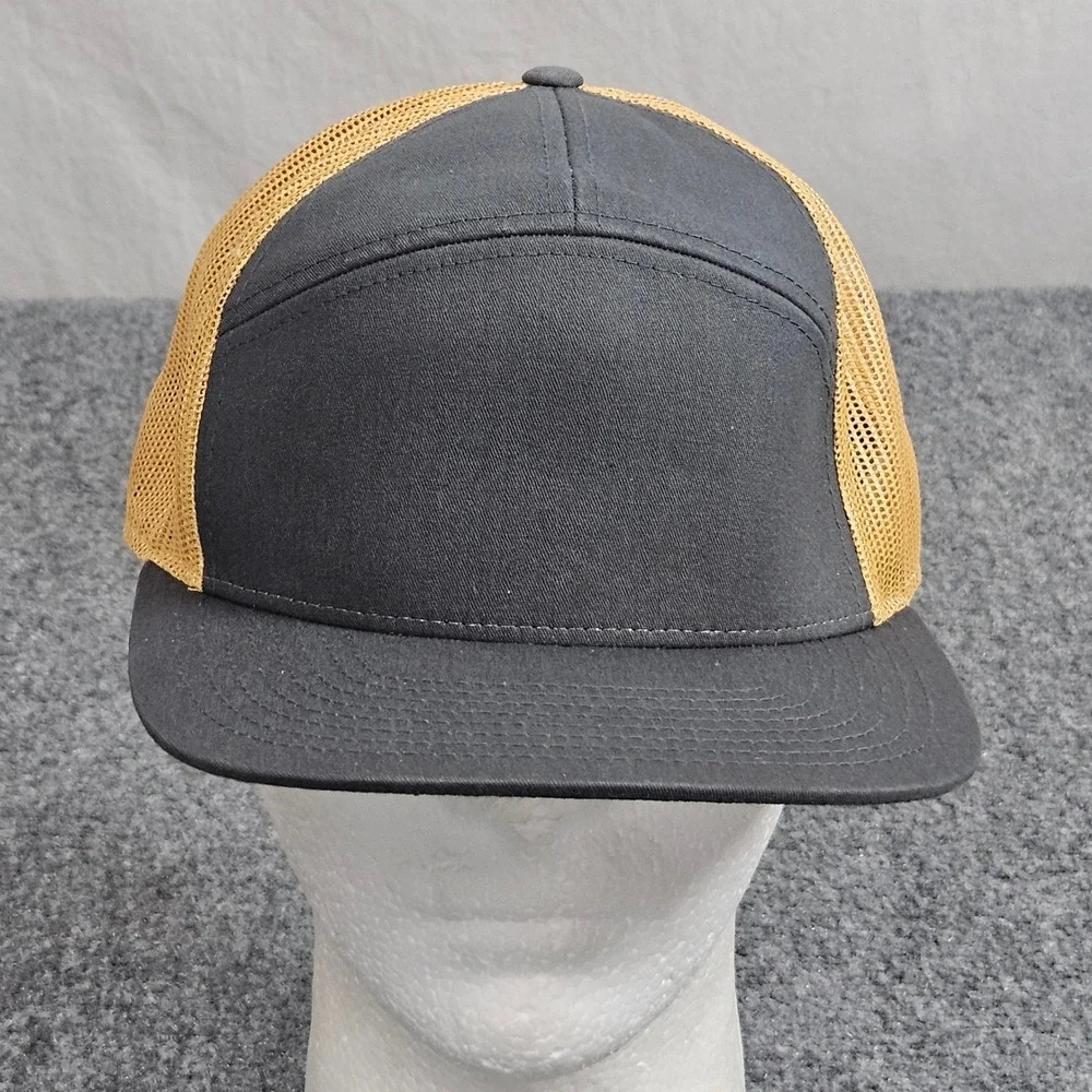 Richardson Blank Trucker Hat Mens Gray Gold Cap Flatbill Snapback Skater Utility